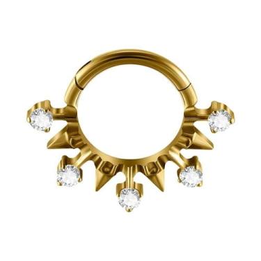 Imagem de Piercing De Titânio Sólido Com Zircônia E Design De Folha, Argola Arti