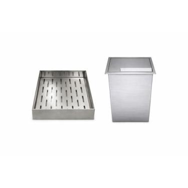 Imagem de Kit Escorredor de Fritura Inox e Lixeira Embutir 5L - Technox