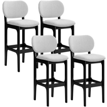 Imagem de Kit 4 Banquetas Alta Bar Cozinha Sala Jantar Fixa Betta L02 Preto Linh