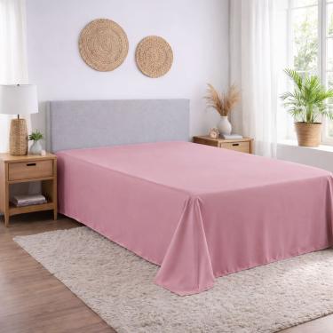 Imagem de Lençol Queen Micropercal 400 Fios Sem Elástico – 1 Peça Alta Qualidade