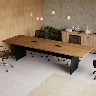 Imagem de Mesa Reunião Escritório 3,00m x 1,10m 08 Pessoas com 2 Caixas para Tom