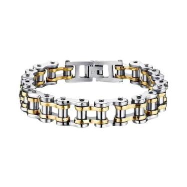 Imagem de Pulseira Masculina De Aço Inoxidável Estilo Punk Rock Biker, Corrente 