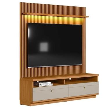 Imagem de Rack com Painel Ripado para Tv 75 Pol. 180cm Golden L06 Nature/Off Whi