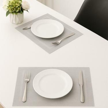 Imagem de Jogo 2 Lugar Americano Retangular Mesa Pvc Cinza Claro Executivo 30x45cm Em Casa Tem