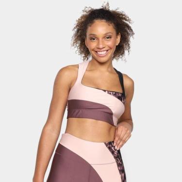 Imagem de Top Puma Mid Impact Safari Glam Bra Feminino, Roxo, Rosa, EP