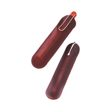 Imagem de Estojo De Couro Genuíno Retrô Elegante Para Lápis E Canetas  Ideal Par