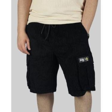 Imagem de Bermuda DR7 Street Cargo Veludo Logo Hidrante - Preto-Unissex