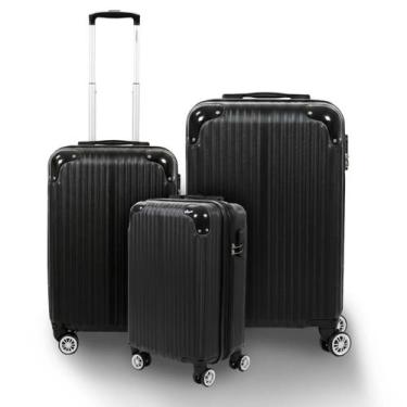 Imagem de Kit 3 Malas de Viagem Completo Estocasa Cadeado Expansível Resistente 
