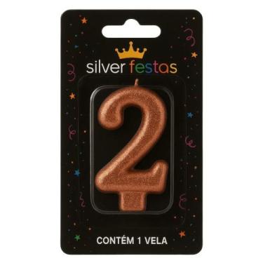 Imagem de Vela de Aniversário Bronze Nº2 Silver - Silver Festas