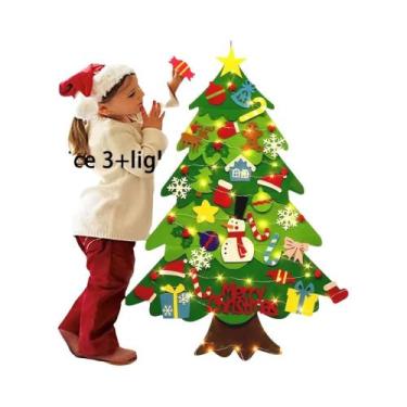 Imagem de Árvore De Natal De Feltro LED DIY, Brinquedo Para Crianças, Ornamentos