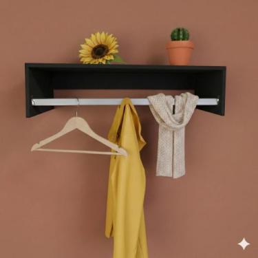 Imagem de Cabideiro de parede arara suporte prateleira decoração loja expositor 