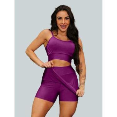 Imagem de Conjunto Short Saia Academia Saia Beach Tennis Com Short Interno Donna Martins-Feminino