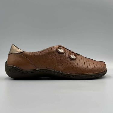 Imagem de Tênis Feminino Slim Fly Couro Opananken 74508 - Caramelo-Feminino