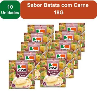 Imagem de Kit 10 Unidades Sopas Cremosas VONO Individual Sabor Batata com Carne 