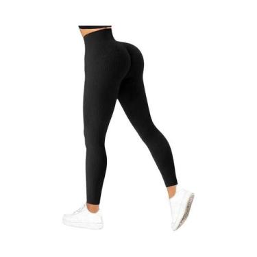 Imagem de Calças De Yoga Femininas De Cintura Alta Sem Costura, Leggings De Giná