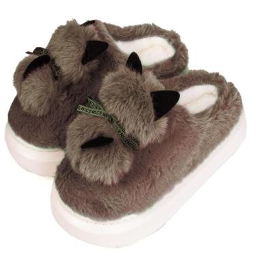 Imagem de Pantufa Gatinho 3d Adulto Solado Emborrachado Antederrapante - D Prese