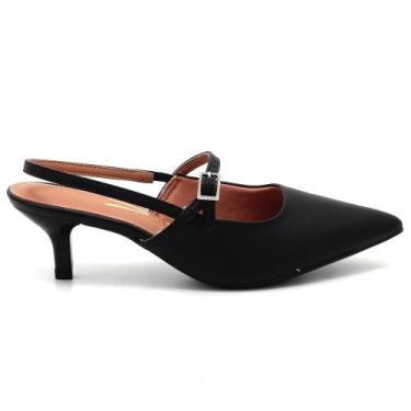 Imagem de Scarpin Vizzano Pelica Salto Baixo Bico Fino Feminino 1122881, Preto, 