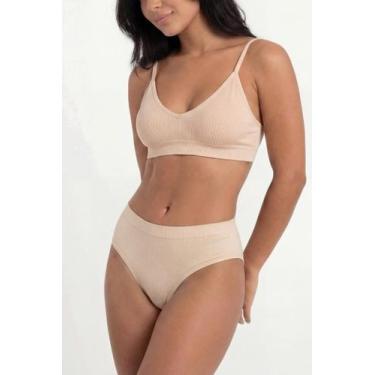 Imagem de Calcinha de Lingerie Feminino Giuli Sem Costura em Poliamida, M, Bege 