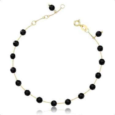 Imagem de Pulseira Feminina Ouro 18k Ágata Negra - Paulistana Joias