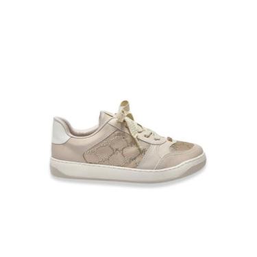Imagem de Tênis Casual Branco Dourado Detalhes Em Brilho Via Marte, 38