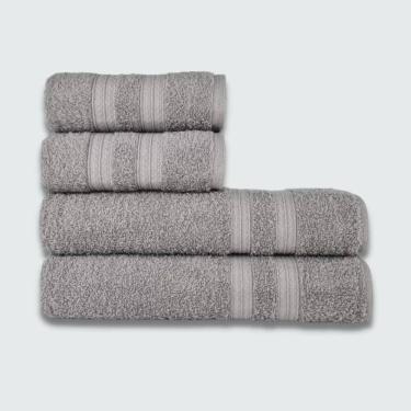 Imagem de Jogo De Toalha 4 Pçs Gigante Felpuda Itália Soft 100% Algodão Cinza
