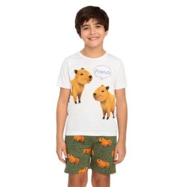 Imagem de Pijama Juvenil Menino Capivara Brilha no Escuro Kyly-Masculino