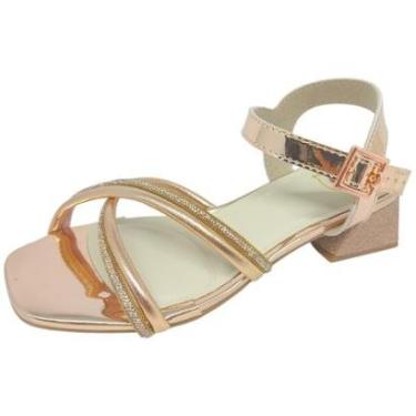 Imagem de Sandália Infantil Menina Salto Strass Elegante Molekinha-Feminino