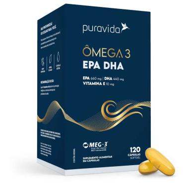Imagem de Ômega 3 120 Softgel EPA 660mg DHA 440mg Vitamina E Puravida