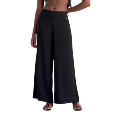 Imagem de Saída de Praia Calça Pantalona Feminina She Elegante Viscose, Preto, P