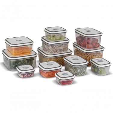 Imagem de Kit 12 Potes Hermeticos Retangulares Porta Mantimentos Plastico Bpa Free Vedacao Silicone Cinza Electrolux