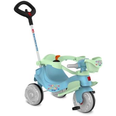 Imagem de Triciclo Joy Passeio e Pedal com Haste Direcionável e Assento Ergonômico Azul Velobaby
