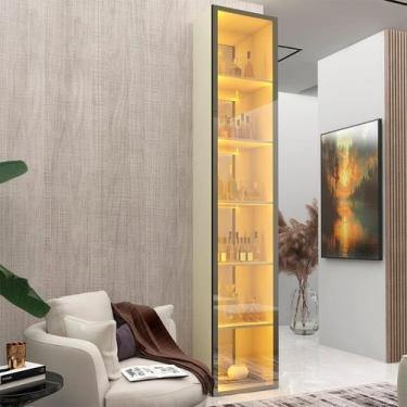 Imagem de Cristaleira 1 Porta Reflecta com Fita LED e Espelho 100% MDF Luminare 