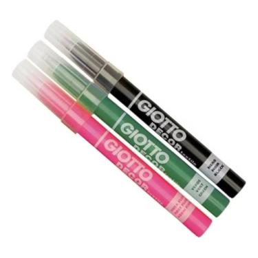 Imagem de Kit 3 Canetas Permanente Tecido Marker GIOTTO - PINK VERDE PRETA