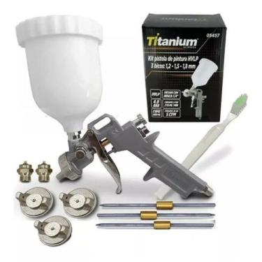 Imagem de Kit pistola de pintura hvlp prof + 3 bicos - TITANIUM, UNIC, UNIC