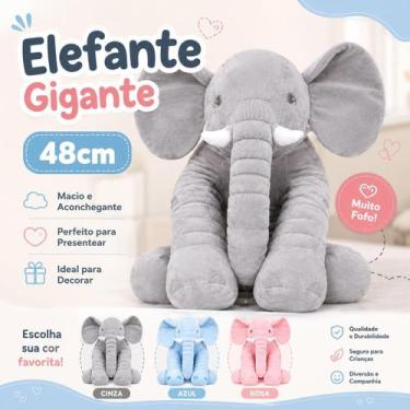 Imagem de Pelúcia Elefante Gigante Buba 48cm Infantil Macia Bebê Almofada Decora