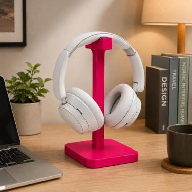 Imagem de Suporte de Mesa para Headset Fone de Ouvido Rosa Choque Escritório Gam
