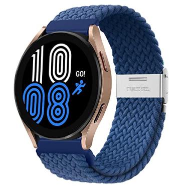 Imagem de Pulseira de nylon trançado para Samsung Galaxy Watch 3 de 45 mm e 46 mm para Huawei Watch GT 2/3/Pro 46 mm, pulseira elástica de relógio de 22 mm, pulseira esportiva de nylon elástica para Amazfit GTR 47 mm, azul marinho