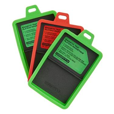 Imagem de GRIPTY - Bandeja de peças magnéticas divididas de silicone (pacote com 3) bandejas de ferramentas para parafusos, parafusos, porcas, arruelas e outras peças de metal pequenas - 13 x 9 cm (verde original (2) / vermelho mônaco)