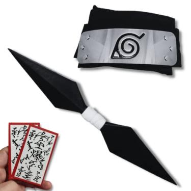 Imagem de Kit Ninja Presente - Kunai Dupla + Bandana + 2 Papéis Ninja