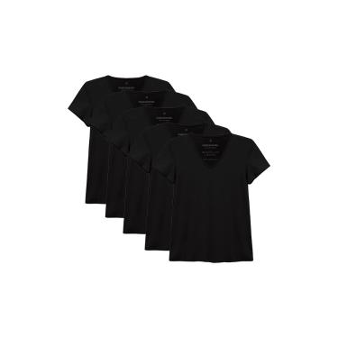 Imagem de Kit 5 camisetas Babylook Básica, basicamente., Feminino, Preto, PP
