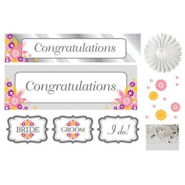 Imagem de Kit de decoração com bandeiras, confetes, recortes e ventiladores de lenços - I Do Cake