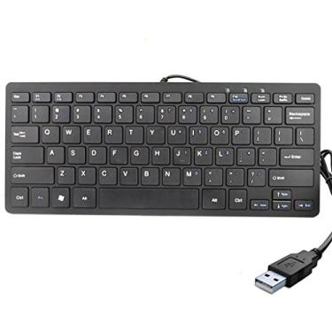 Imagem de Teclado compacto e superfino com fio 78, mini USB, da iKKEGOL, para desktop, notebook, PC Win 7 Mac, Preto