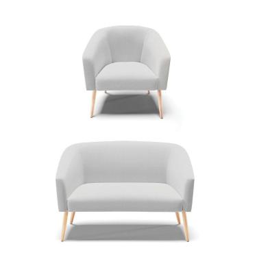 Imagem de Kit 01 Namoradeira 02 Lugares E 01 Poltrona A05 Cinza