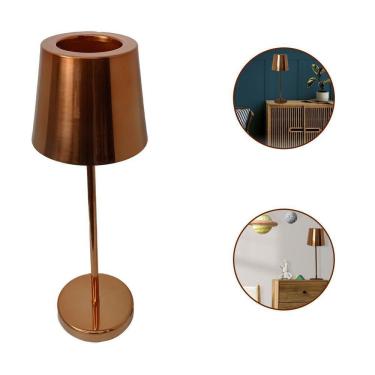 Imagem de Luminária Abajur De Mesa Cúpula De Metal Cobre Polido Quarto