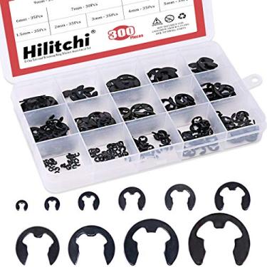 Imagem de Conjunto de anel de retenção externo Hilitchi 300 peças de liga de aço E-Clip Circlip – 1,5 mm a 10 mm