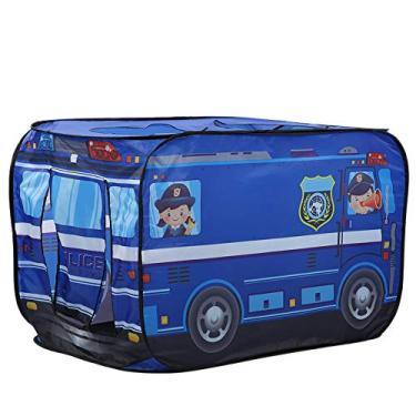 Imagem de Natudeco Kids Play Game House Sorvete Caminhão Policial Ônibus Crianças Tenda Dobrável Caminhão de Combate a Incêndio Crianças Canopy para jogos internos, 28,3 x 28,3 x 44,1 pol(blue)