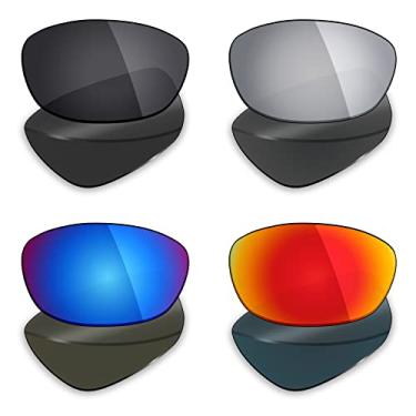 Imagem de 4 pares de lentes polarizadas de substituição Mryok para óculos de sol Wiley X Brick – Stealth preto/vermelho fogo/azul gelo/prata titânio
