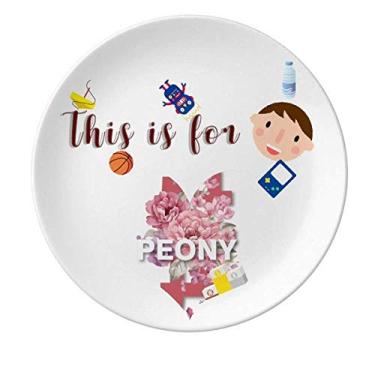 Imagem de Prato de porcelana com flores chinesas de peônia para jantar redondo menino homem