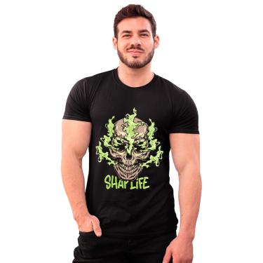 Imagem de Camiseta Algodão Caveira Fumaça Verde Shap Life T-Shirt