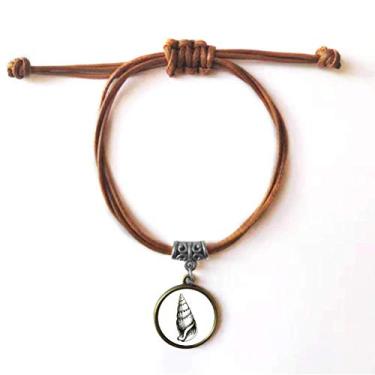 Imagem de DIYthinker Pulseira de couro com estampa de caracol preto Marine Life pulseira marrom joia presente